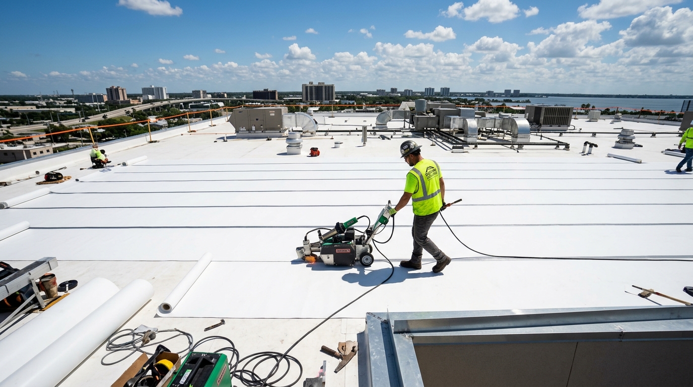Commercial flat roof along Big Bend Road in Riverview FL