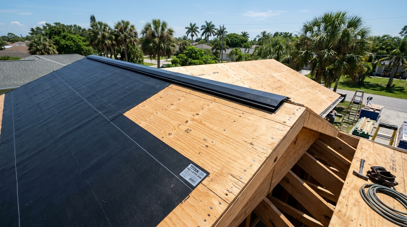 Certified GAF roofer installing nailable Timberline Solar shingles flush to deck in Tampa