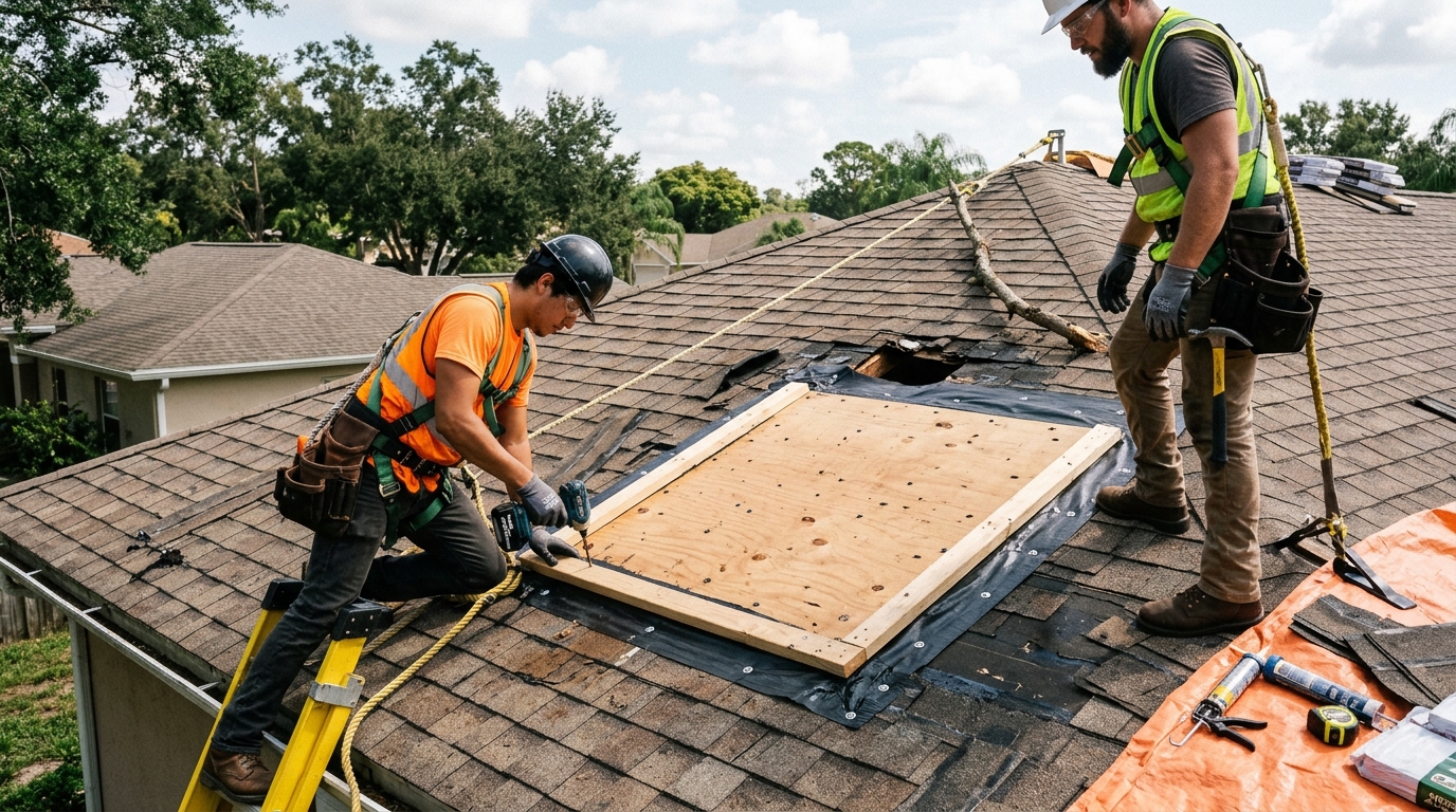 Live oak branch impact emergency repair in South Tampa Florida