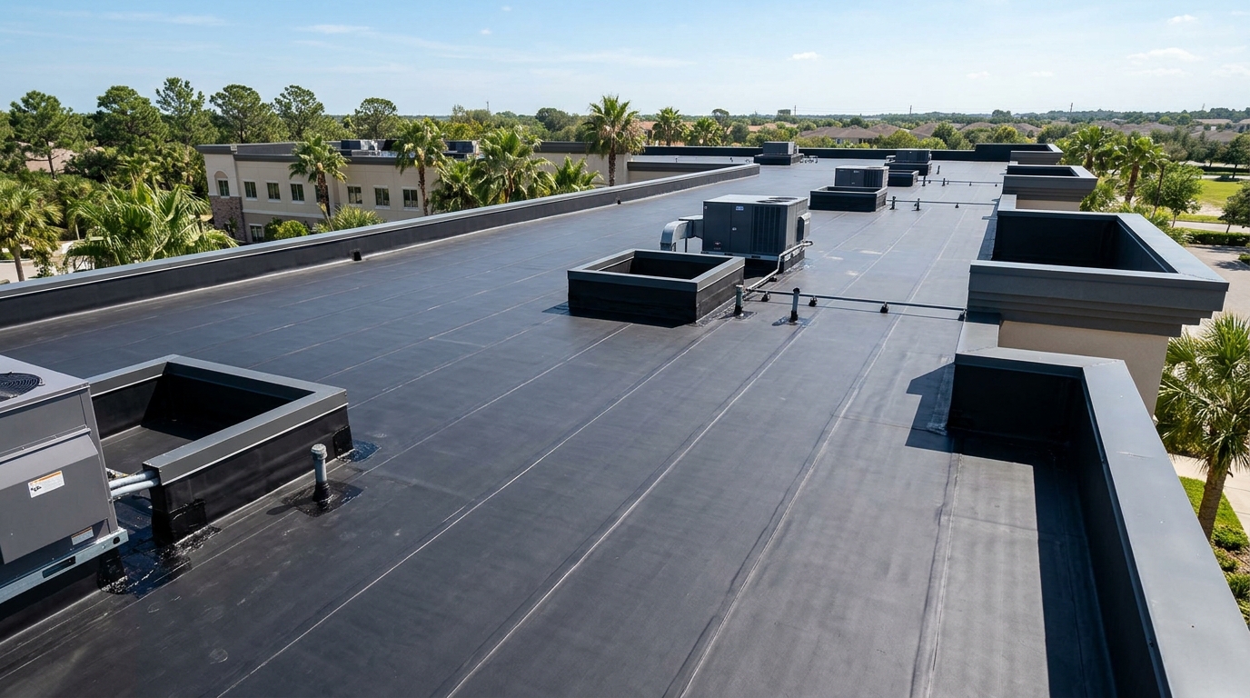 Commercial medical office EPDM AC curb rebuild and silicone cool roof coating in Brandon FL