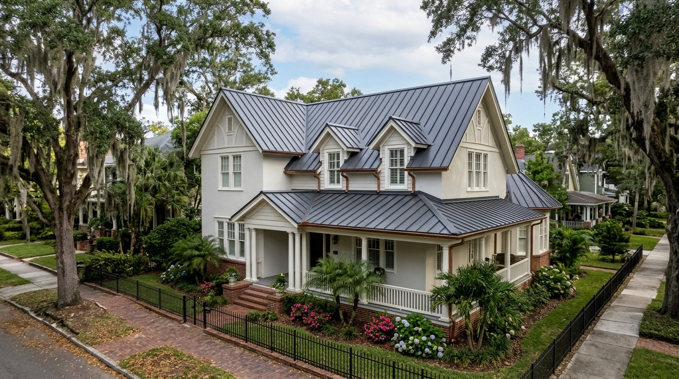 Historic 1940s craftsman bungalow re-decking and chimney flashing in Hyde Park South Tampa