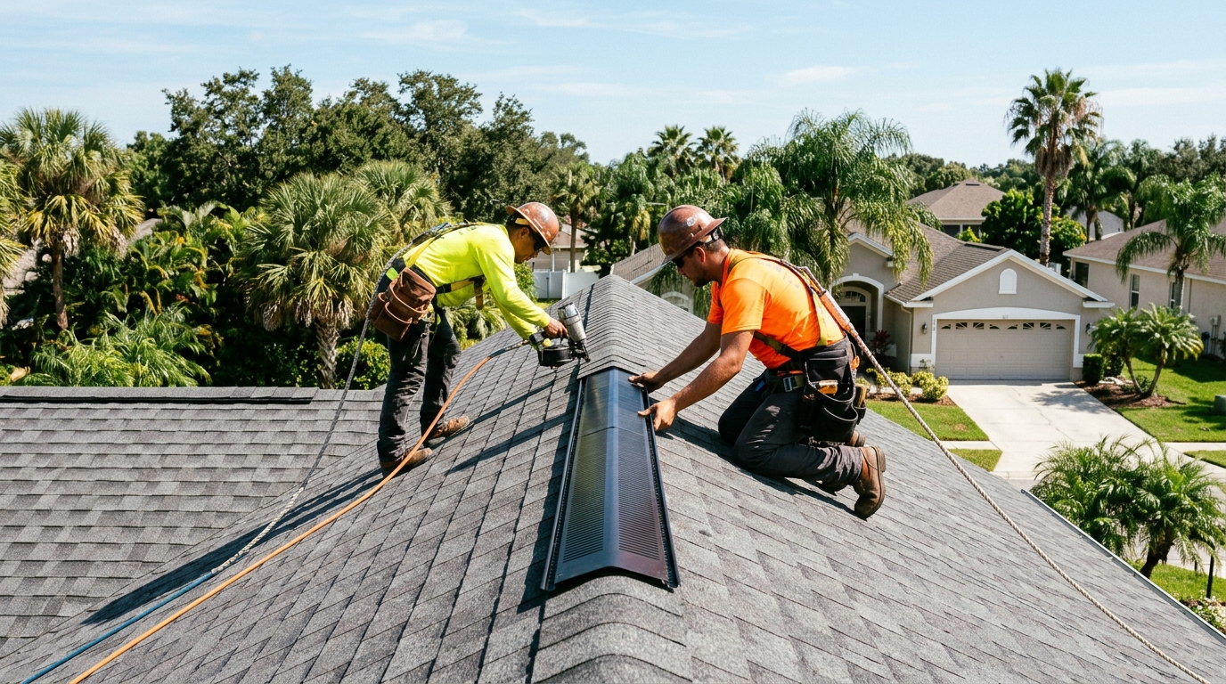 Hail bruising and ridge cap failure restoration in Riverview Florida
