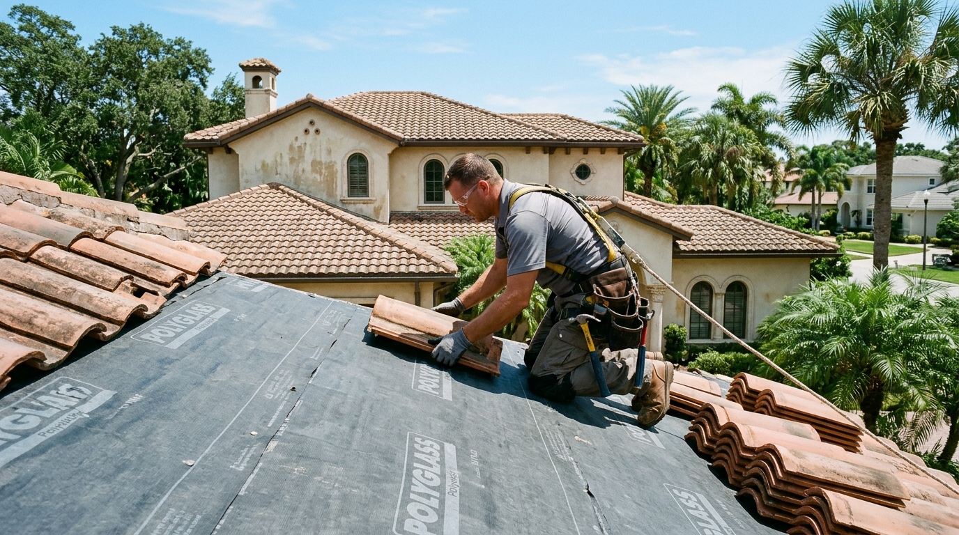 Westchase Spanish S-tile lift and reset underlayment restoration