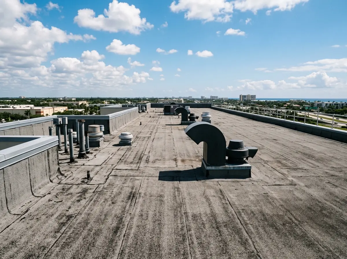 Low-slope flat commercial and residential roofing in Florida